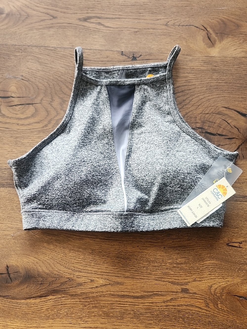 C&C Heather Gray High Neck Sports Bra